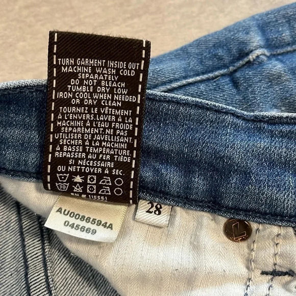 7 FOR ALLL MANKIND Skinny Light Blue Stretch Mid-Rise Denim Jeans, Size 28 - Picture 6 of 9